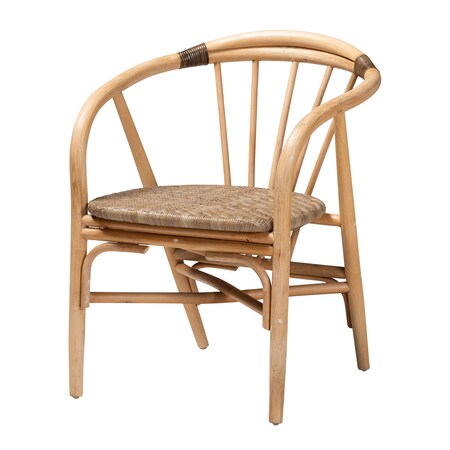 Baxton Studio Kyoto Modern Bohemian Natural Brown Rattan Dining Chair 224-12832-ZORO
